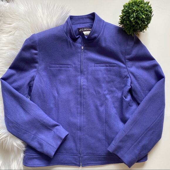 J.G. Hook Collarless Purple Wool Jacket - Picture 2 of 16